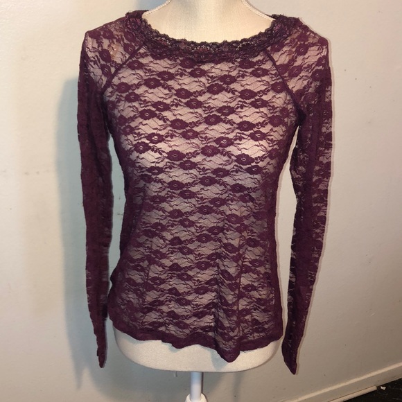 Mudd Tops - Sheer purple Long sleeve top